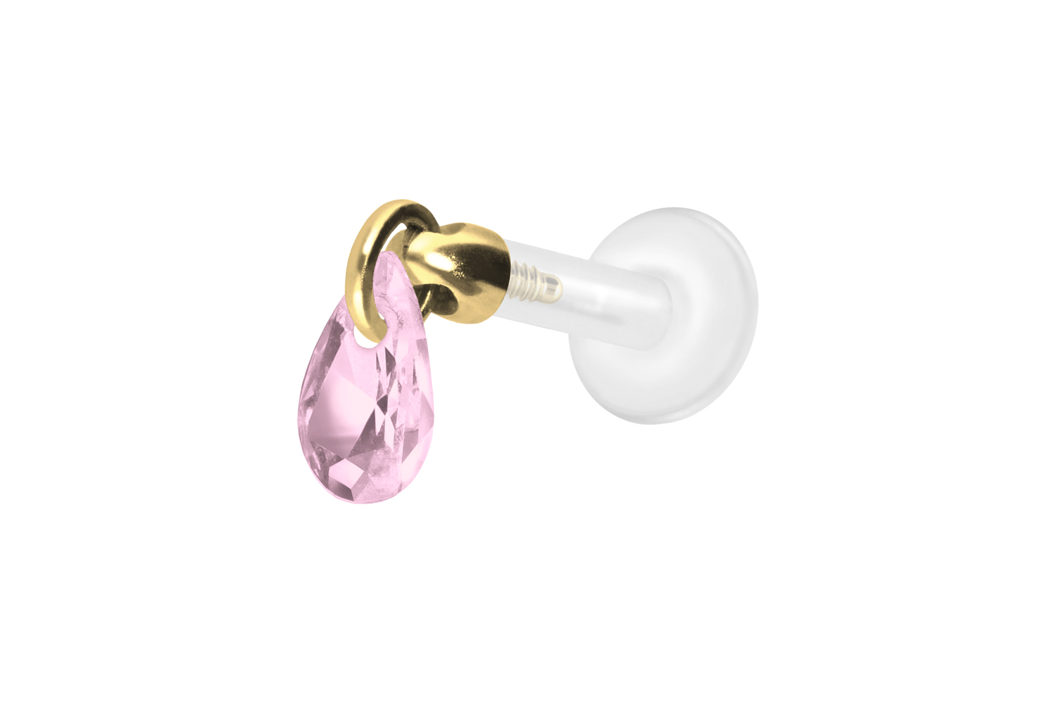 PTFE Labret Piercing mit Innengewinde + Titan-Aufsatz KRISTALLTROPFEN